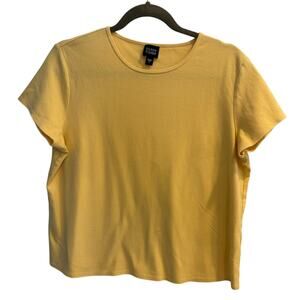 Eileen Fisher Size Large 100% Cotton Yellow Boxy Tee Shirt